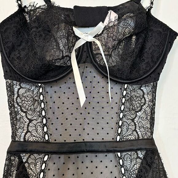 NWOT Victoria's Secret Very Sexy Wicked French Maid Babydoll Lingerie Black Larg - Picture 2 of 5